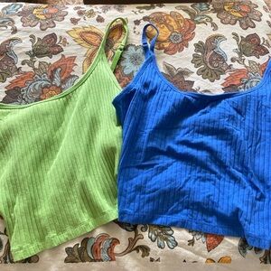 Old Navy Green and Blue Ribbed Camisole Tops